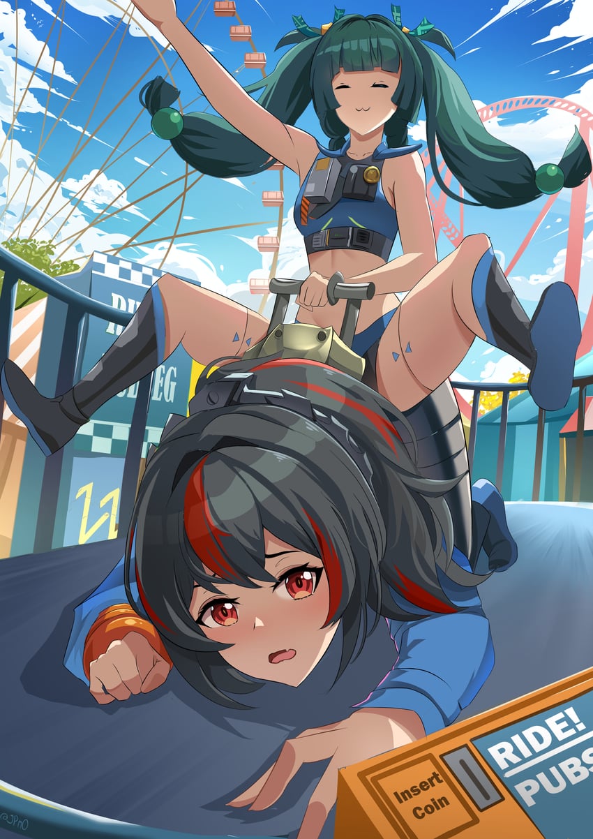 zhu yuan and qingyi (zenless zone zero) drawn by jpno