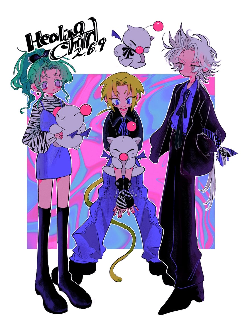 terra branford, moogle, zidane tribal, and firion (final fantasy and 4 more) drawn by nayo_(kr_000515)