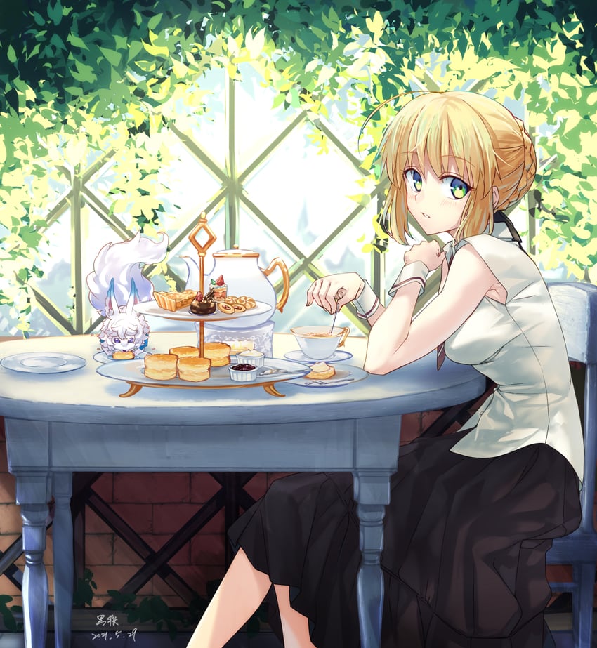 artoria pendragon, saber, and fou (fate and 1 more) drawn by kuroaki
