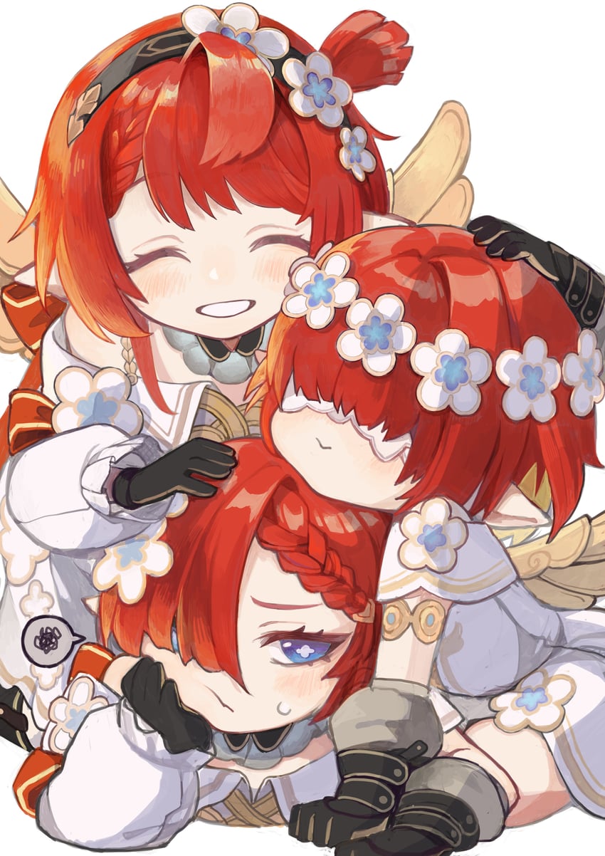 tribbie, trianne, and trinnon (honkai and 1 more) drawn by chikushi_azu