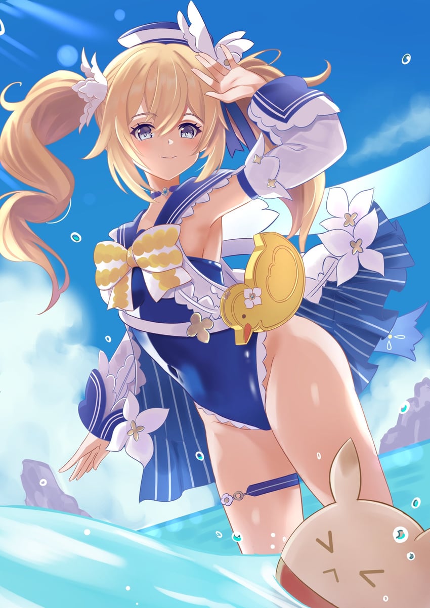 barbara and jumpy dumpty (genshin impact) drawn by manjirou_(manji_illust)