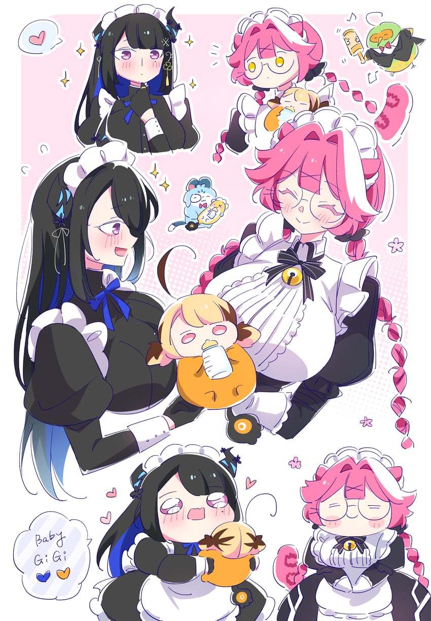 nerissa ravencroft, raora panthera, gigi murin, chattino, grem, and 1 more (hololive and 1 more) drawn by makoto_shih