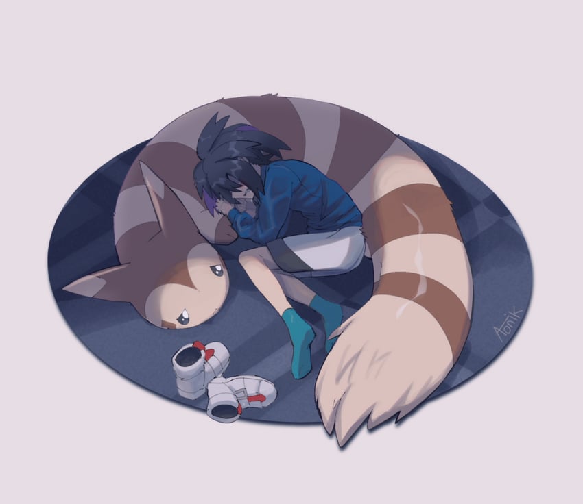 kieran and furret (pokemon and 1 more) drawn by aonik