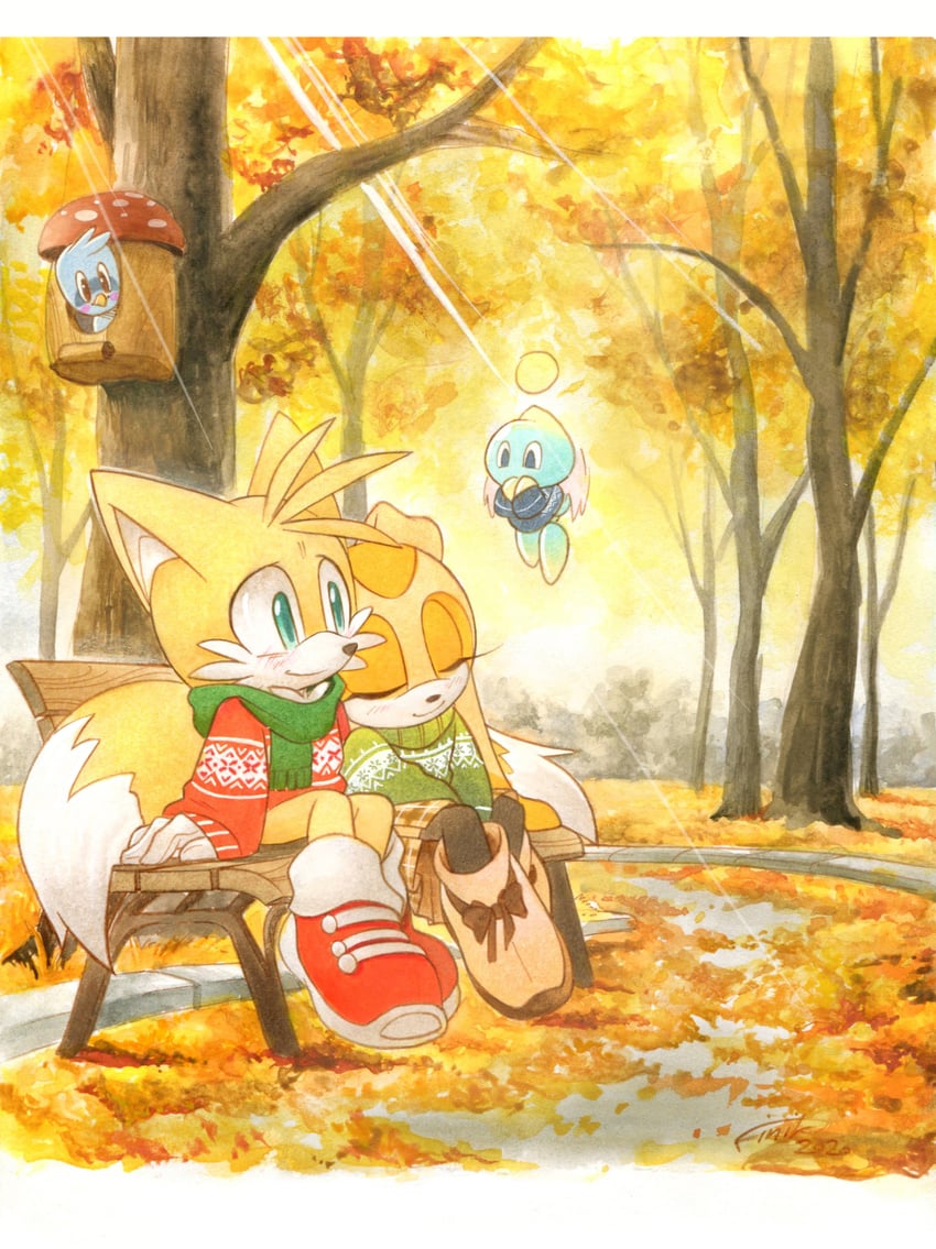 tails, cream the rabbit, neutral chao, cheese, and flicky (sonic) drawn by finik