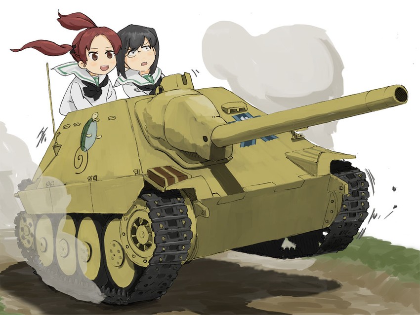 kadotani anzu and kawashima momo (girls und panzer) drawn by nogitatsu