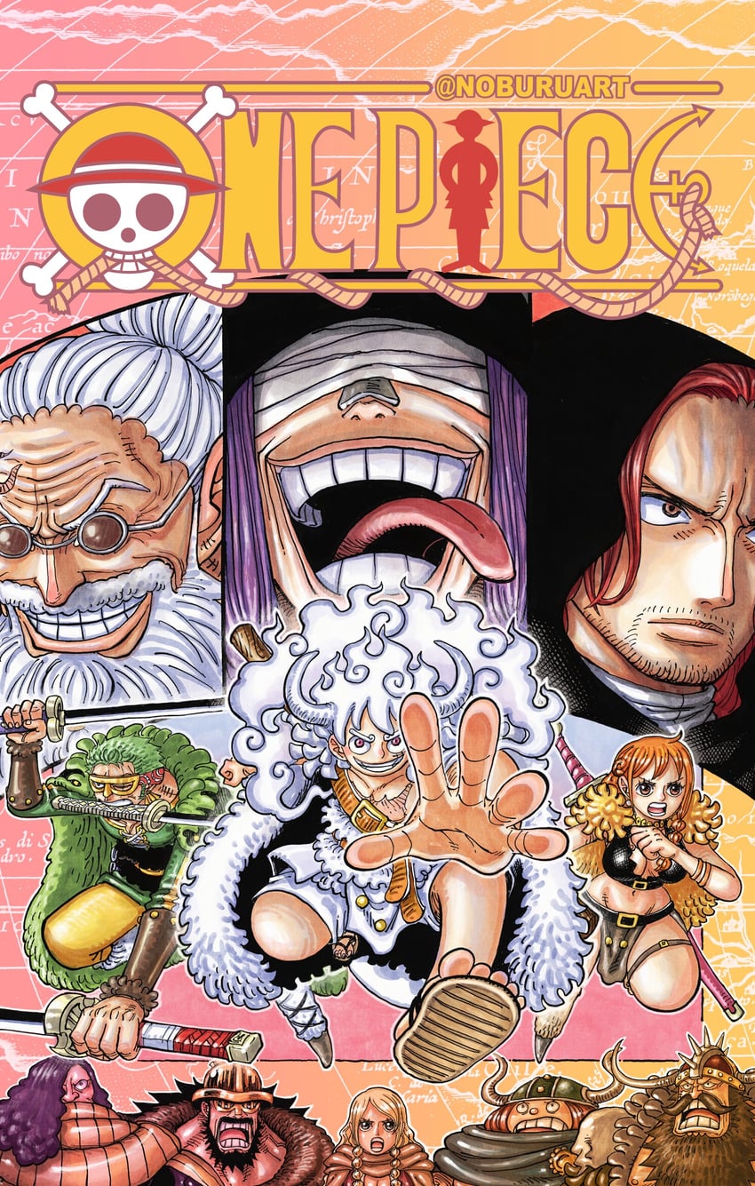 nami, monkey d. luffy, roronoa zoro, figarland shamrock, scopper gaban, and 6 more (one piece) drawn by jaralloart