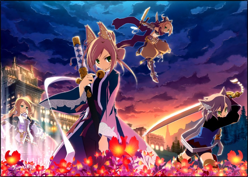 fighter, harukara, samurai, mage, namuna, and 3 more (7th dragon) drawn by matsuyama_nozomu
