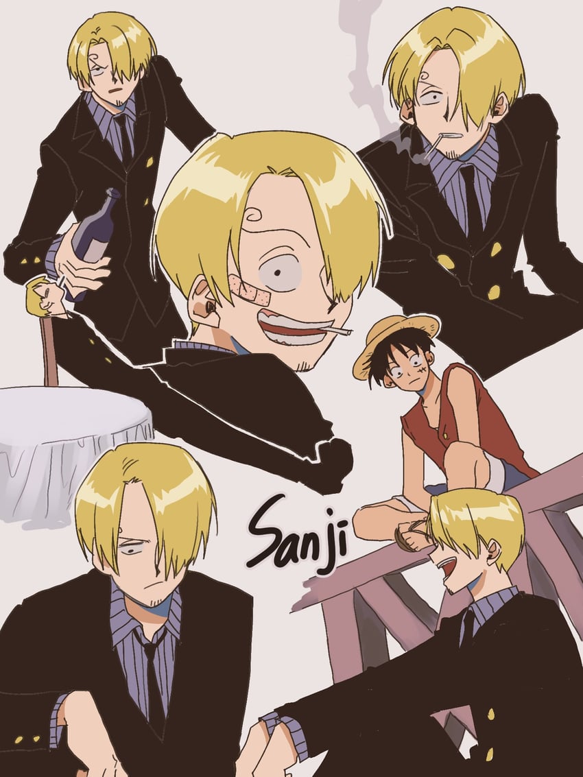 monkey d. luffy and sanji (one piece) drawn by only_op2024