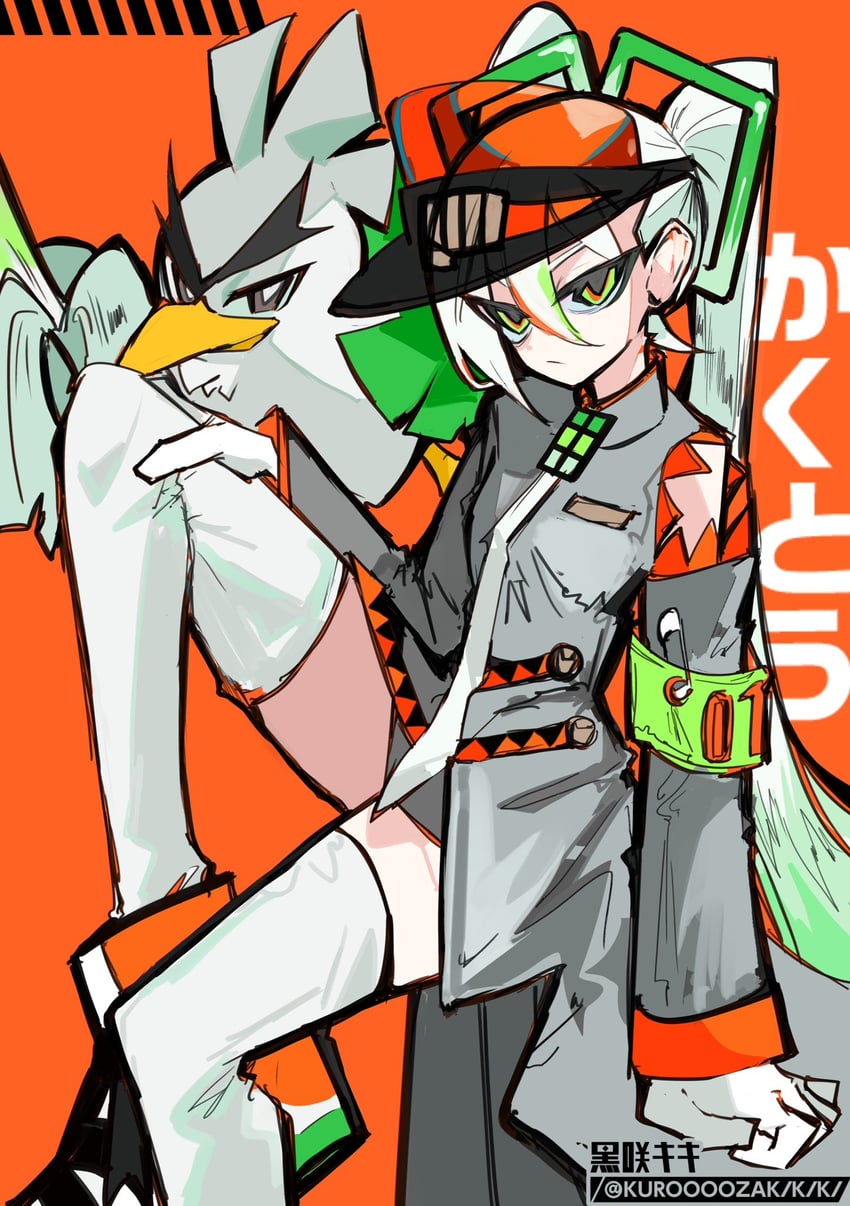 hatsune miku, sirfetch'd, and fighting miku (pokemon and 2 more) drawn by kuroooozakikiki