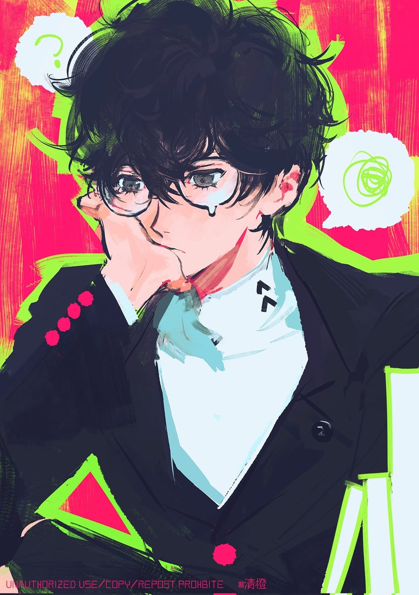 amamiya ren (persona and 1 more) drawn by qchng