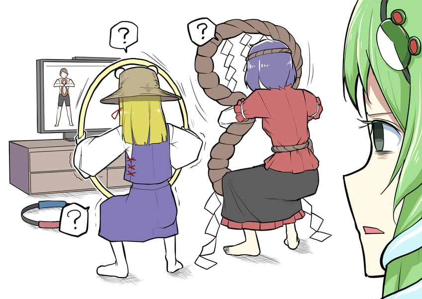 kochiya sanae, moriya suwako, and yasaka kanako (touhou and 1 more) drawn by peroponesosu.