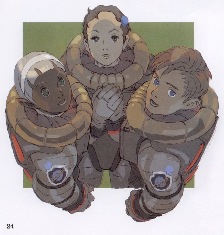 loran cehack, fran doll, and keith laijie (gundam and 1 more) drawn by yasuda_akira