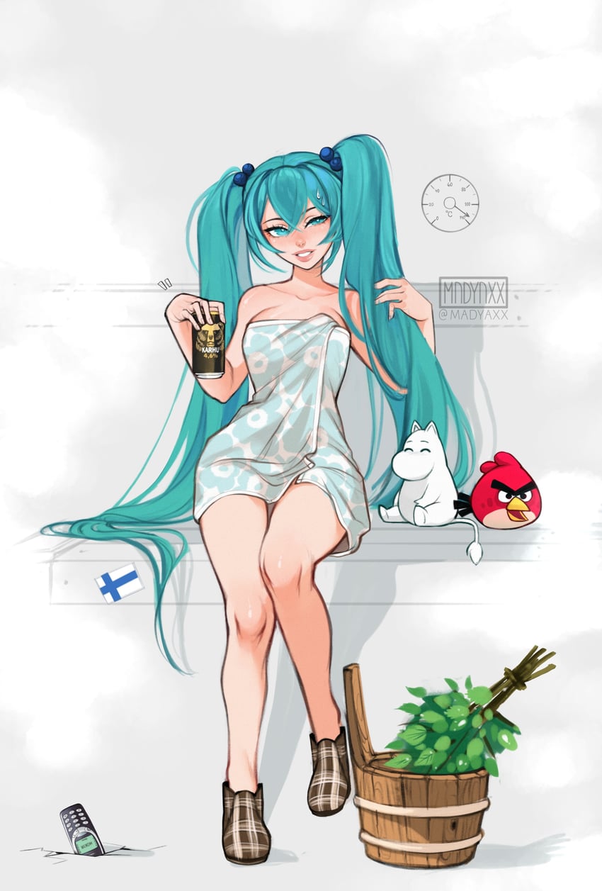 hatsune miku, moomintroll, and red (vocaloid and 3 more) drawn by madyaxx