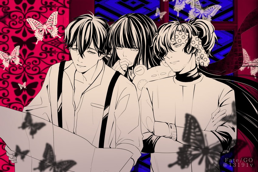 okada izou, oryou, and sakamoto ryouma (fate and 1 more) drawn by 13191v_(g)
