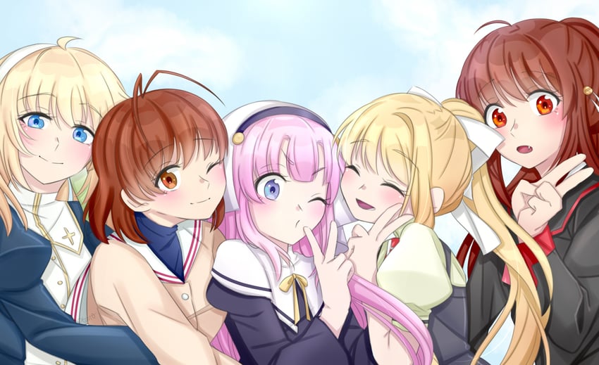 natsume rin, kamio misuzu, furukawa nagisa, satou hina, and shiona (little busters! and 5 more) drawn by user_nrry7372