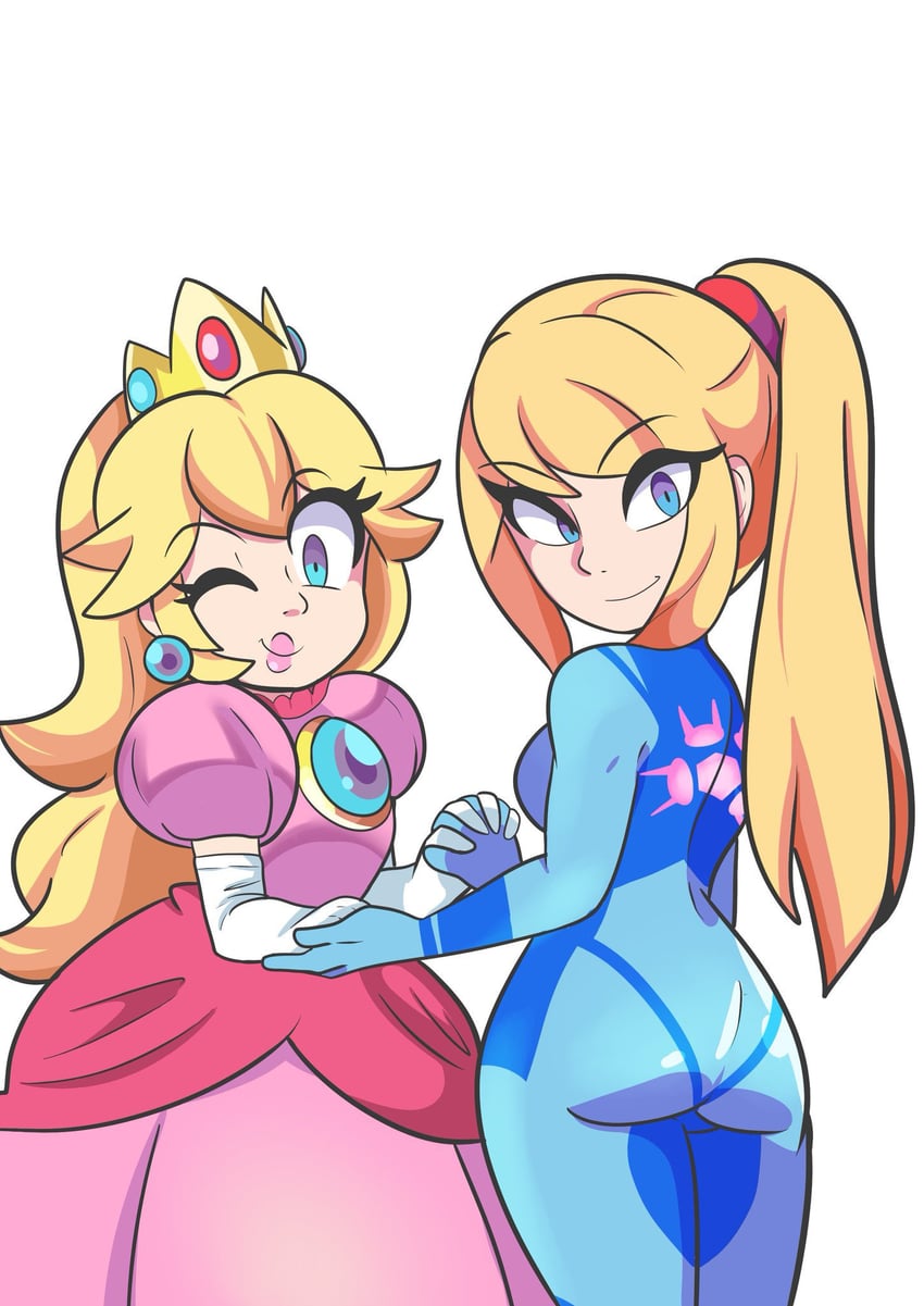 princess peach and samus aran (mario and 1 more) drawn by bbycheese