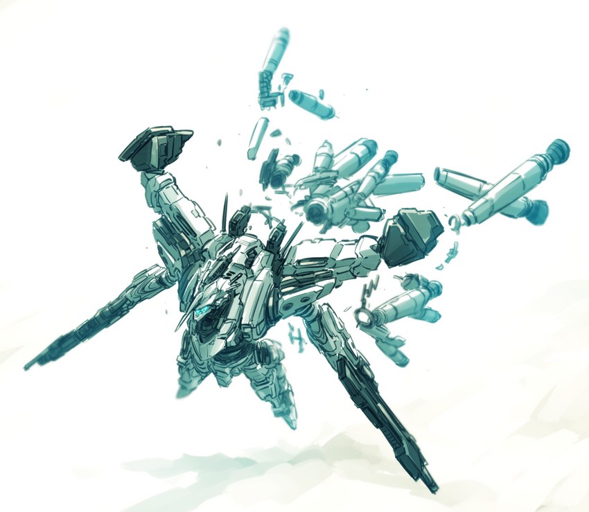 white glint and vanguard overed boost (armored core and 1 more) drawn by kato_takuji