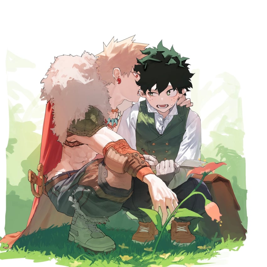 midoriya izuku and bakugou katsuki (boku no hero academia) drawn by cut_(nifuhami_35)