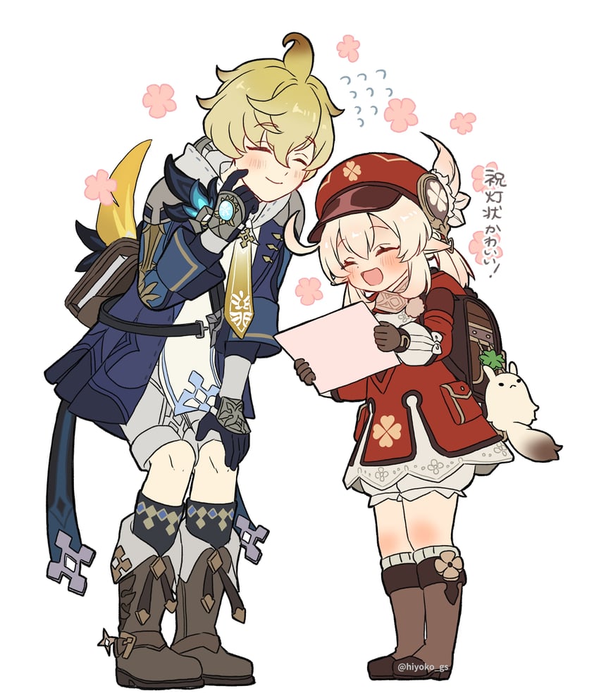 klee, dodoco, and mika (genshin impact) drawn by aoyagi_(ao0701yagi)