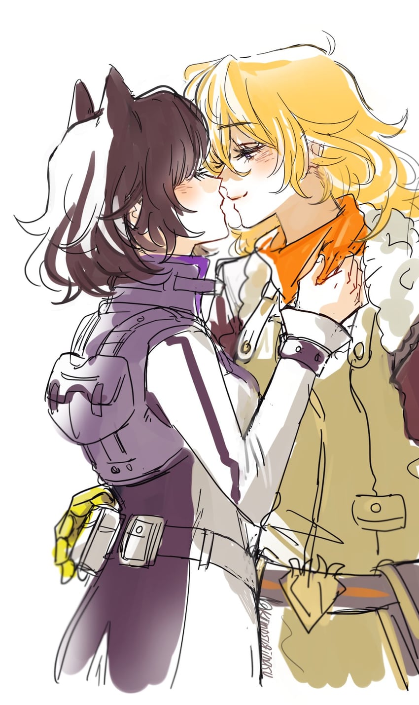 yang xiao long and blake belladonna (rwby) drawn by naizo_(kimosugimasu)