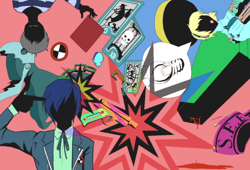yuuki makoto, aigis, thanatos, and pharos (persona and 1 more) drawn by nansei
