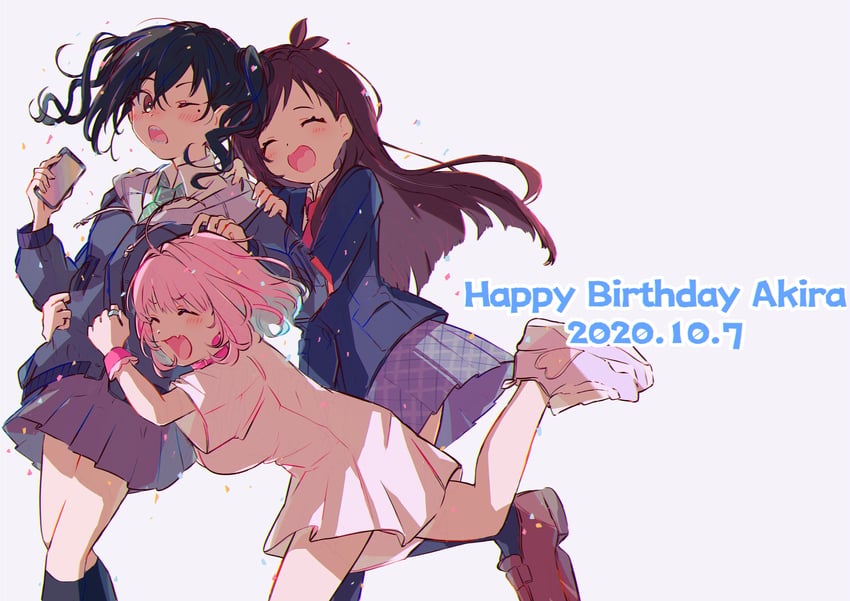 yumemi riamu, sunazuka akira, and tsujino akari (idolmaster and 1 more) drawn by hamachamu