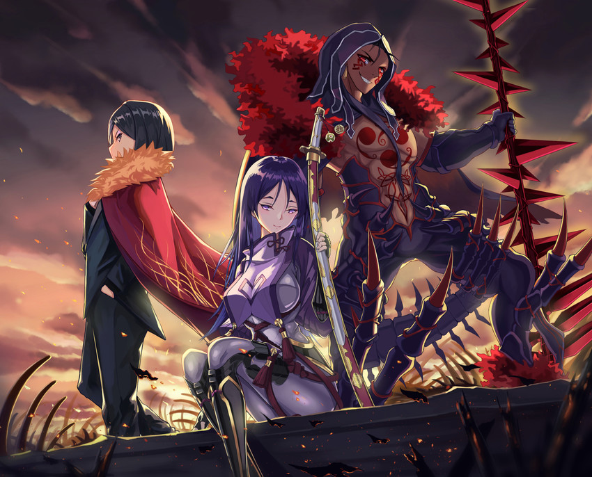 cu chulainn, minamoto no raikou, waver velvet, and cu chulainn alter (fate and 1 more) drawn by augu_(523764197)