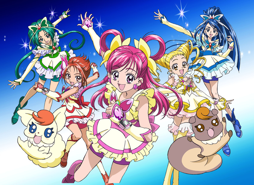 yumehara nozomi, minazuki karen, cure dream, kasugano urara, akimoto komachi, and 7 more (precure and 2 more) drawn by kawamura_toshie