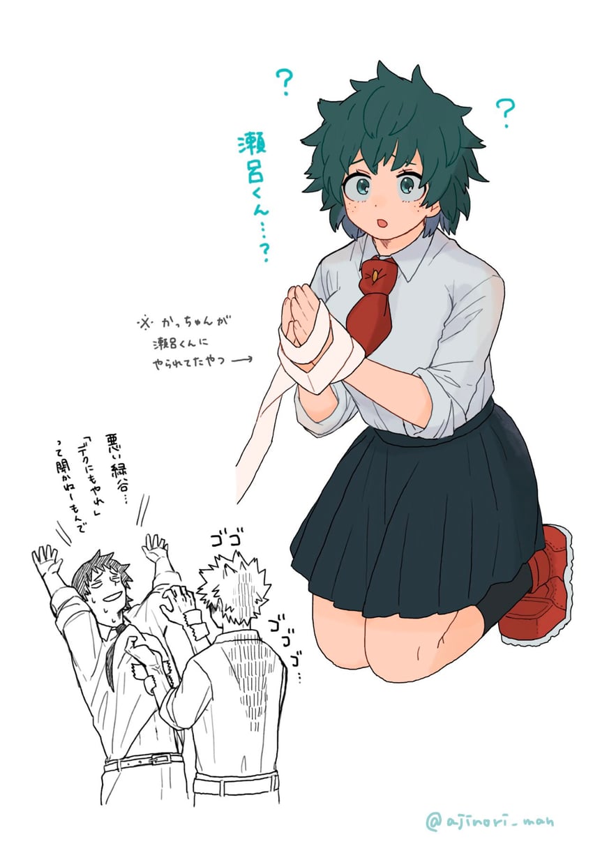 midoriya izuku, bakugou katsuki, and sero hanta (boku no hero academia) drawn by kaji_(artist)