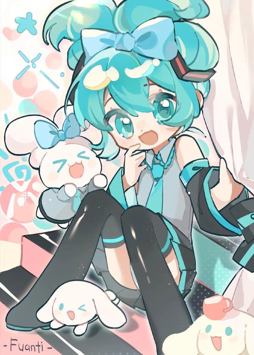 hatsune miku, cinnamoroll, and cinnamiku (vocaloid and 2 more) drawn by fuanti