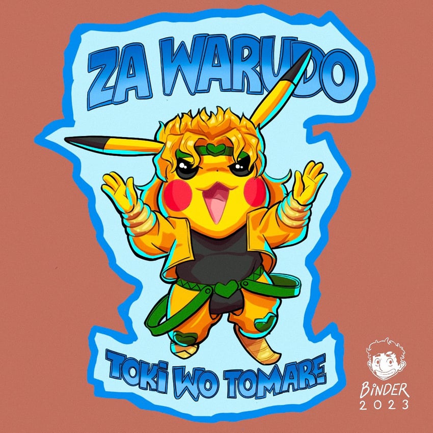 pikachu and dio brando (pokemon and 2 more) drawn by bernhard_binder