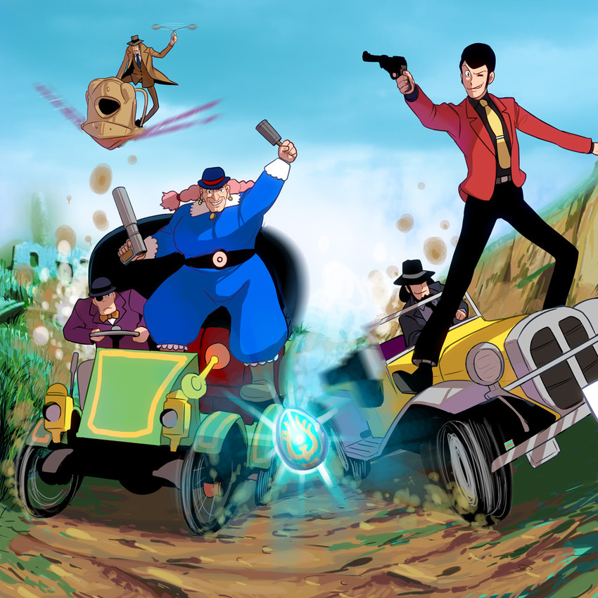 arsene lupin iii, jigen daisuke, zenigata kouichi, and dola (lupin iii and 2 more) drawn by kouno_(masao)