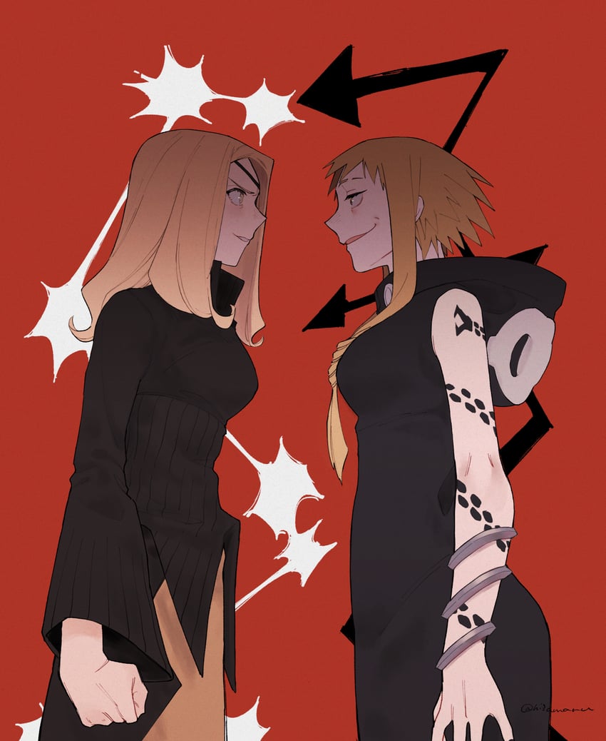 medusa gorgon and marie mjolnir (soul eater) drawn by hissiu