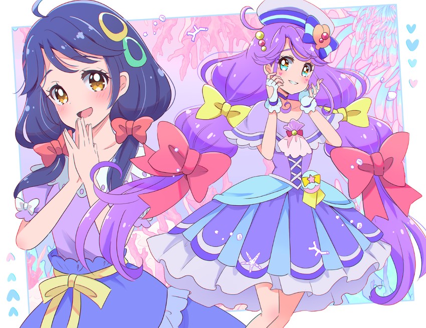 suzumura sango and cure coral (precure and 1 more) drawn by juugoya_neko