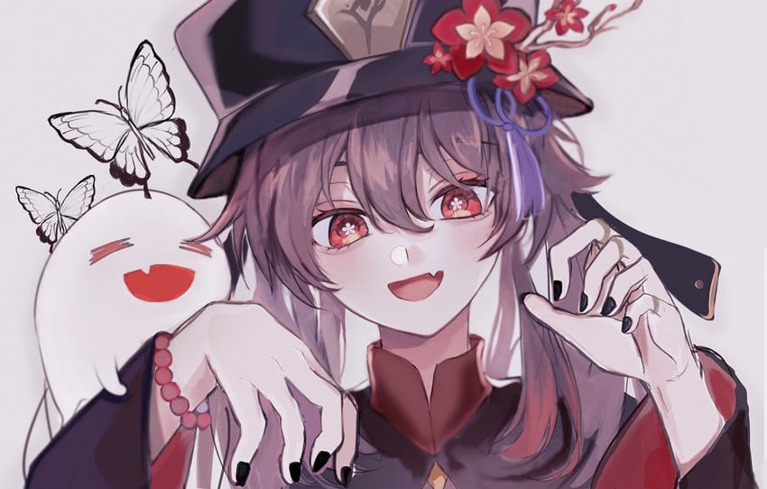 hu tao and boo tao (genshin impact) drawn by roru_(pixiv_80413433)