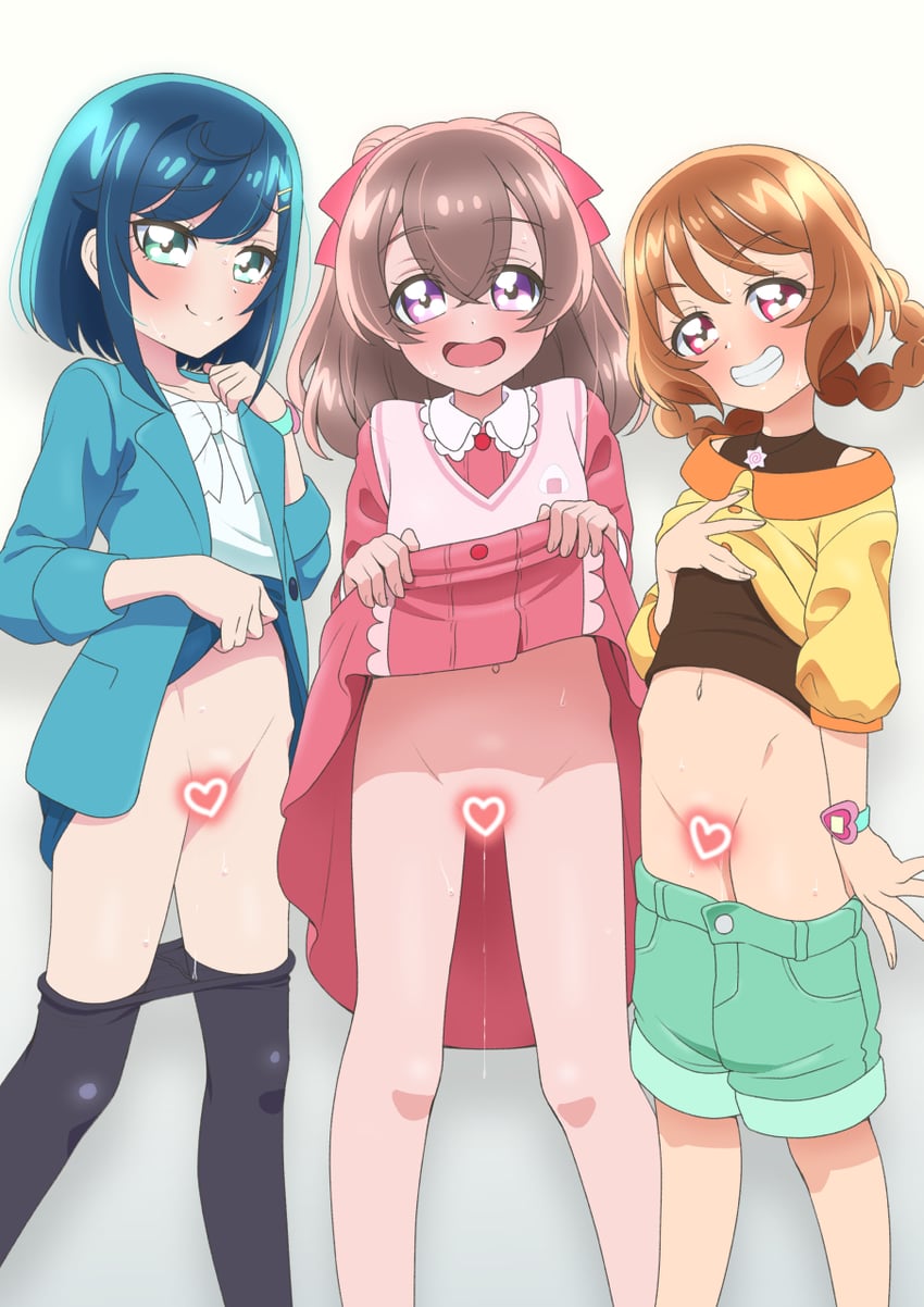 nagomi yui, fuwa kokone, and hanamichi ran (precure and 1 more) drawn by tiler_(tiler00)