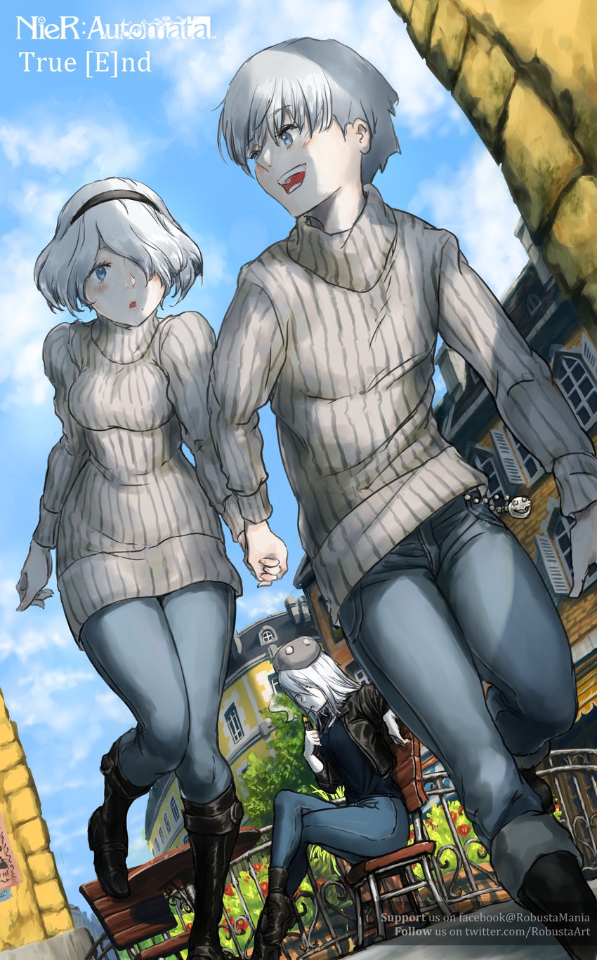 2b, 9s, and a2 (nier and 1 more) drawn by robusta_mania