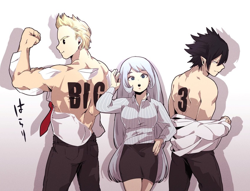 hado nejire, togata mirio, amajiki tamaki, and blouson chiemi (boku no hero academia) drawn by kmkm3