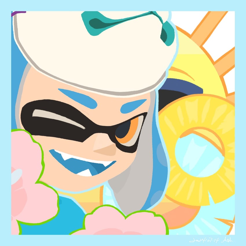 inkling player character and inkling girl (splatoon and 1 more) drawn by ash011023