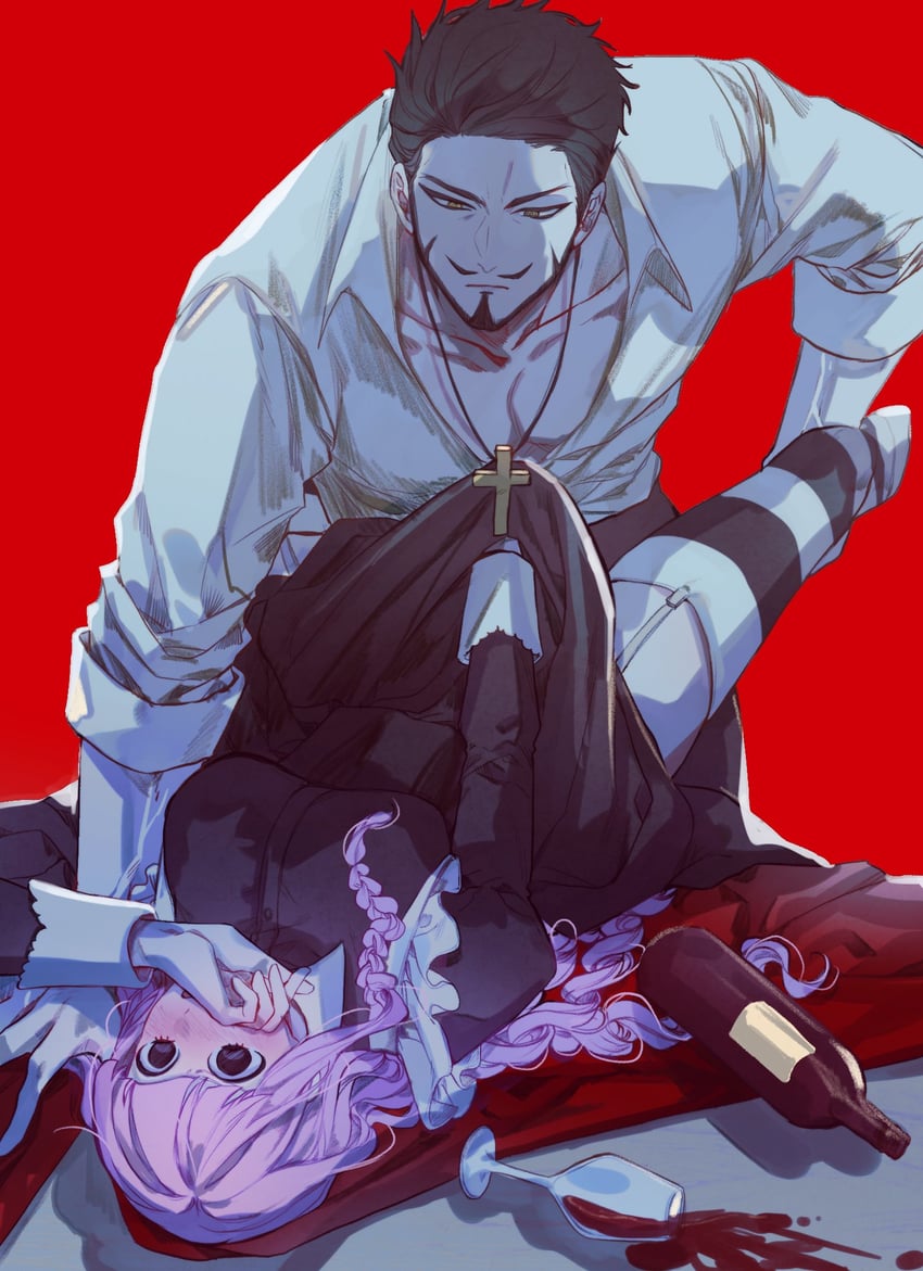 perona and dracule mihawk (one piece) drawn by jujubing_h