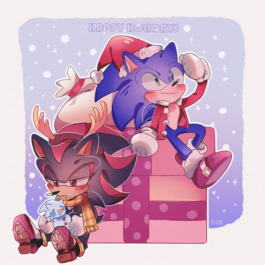 sonic the hedgehog and shadow the hedgehog (sonic) drawn by felichiii