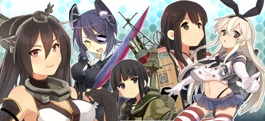 shimakaze, akagi, tenryuu, nagato, and kitakami (kantai collection) drawn by takumi_(scya)