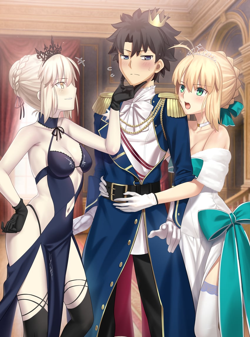 artoria pendragon, saber, fujimaru ritsuka, and saber alter (fate and 1 more) drawn by besmiled