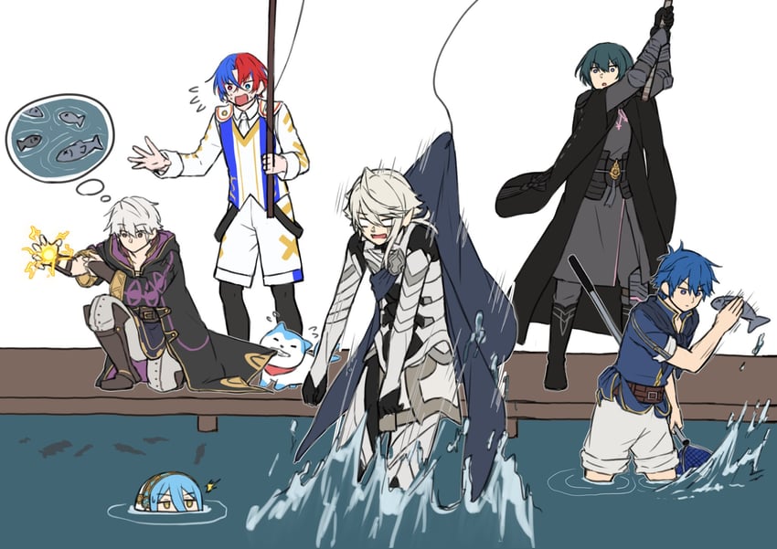 male byleth, male robin, azura, male corrin, male alear, and 1 more (fire emblem and 6 more) drawn by zuzu_(ywpd8853)