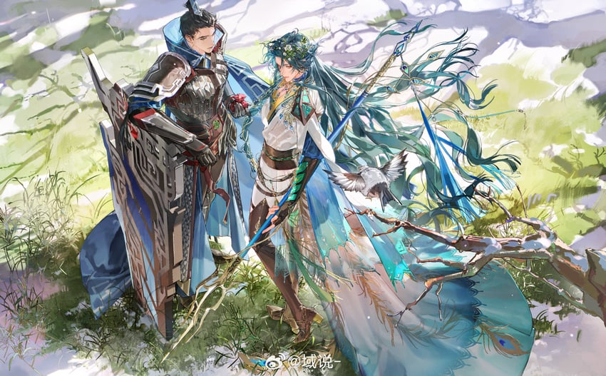 wen chou and yan liang (code: kite) drawn by yu_shuo_de_nian_ji_zhu