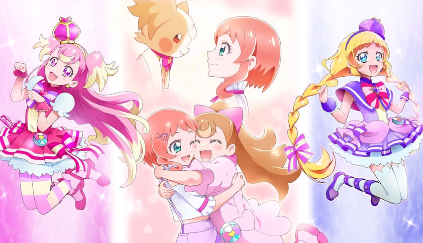 inukai komugi, inukai iroha, cure wonderful, and cure friendy (precure and 1 more) drawn by kakiuchi_itsuki