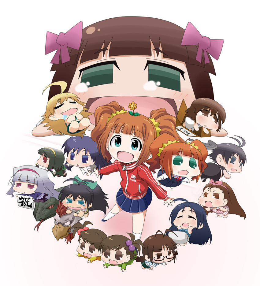 takatsuki yayoi, chihyaa, haruka-san, takanya, yukipo, and 10 more (idolmaster and 1 more) drawn by hige_(com)