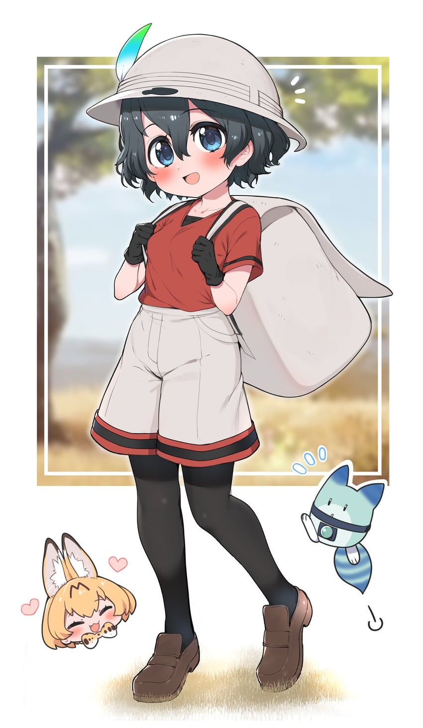 serval, kaban, and lucky beast (kemono friends) drawn by ransusan