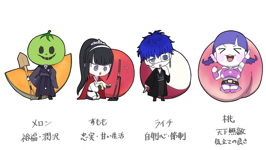 omokage yugamu, oosuzuki kurara, magadori kyoshika, and mojiro moko (the hundred line -last defense academy-) drawn by nogomao835