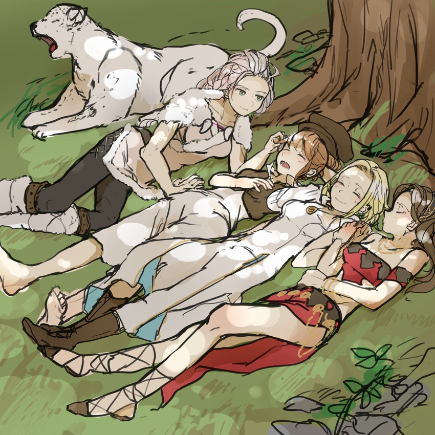 tressa colzione, ophilia clement, primrose azelhart, h'aanit, and linde (octopath traveler and 1 more) drawn by rico_ot